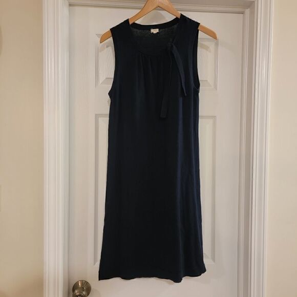 J. Crew Tie Neck Dress navy medium - Picture 1 of 4